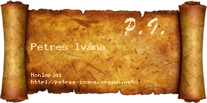 Petres Ivána névjegykártya